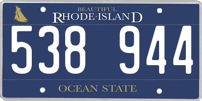 RI license plate 538944