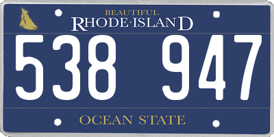 RI license plate 538947