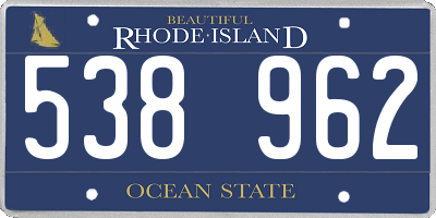 RI license plate 538962