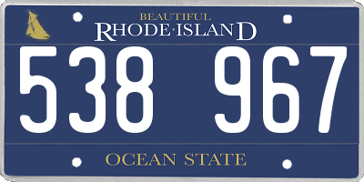 RI license plate 538967