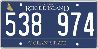 RI license plate 538974
