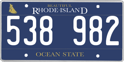 RI license plate 538982