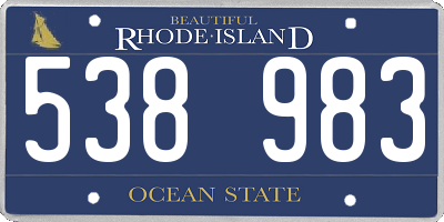 RI license plate 538983
