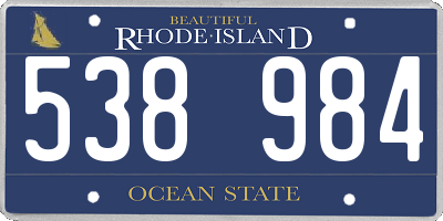RI license plate 538984