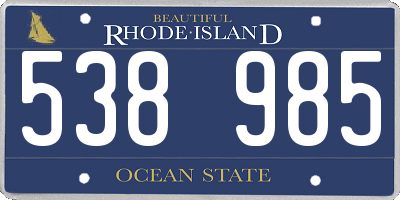 RI license plate 538985