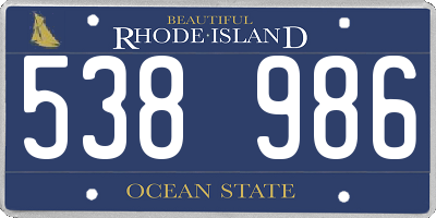 RI license plate 538986