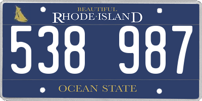 RI license plate 538987