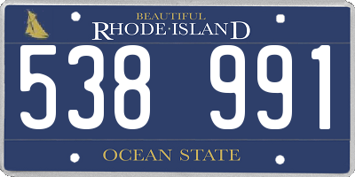 RI license plate 538991