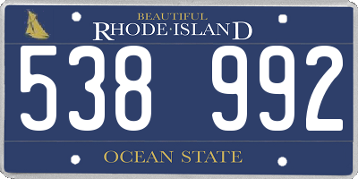 RI license plate 538992