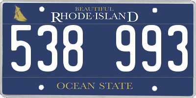 RI license plate 538993