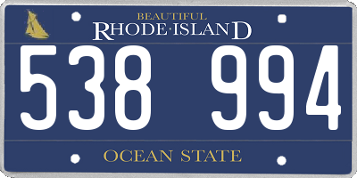 RI license plate 538994