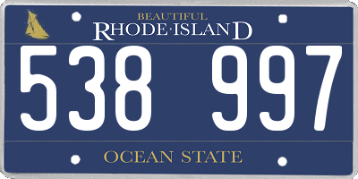 RI license plate 538997