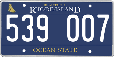 RI license plate 539007