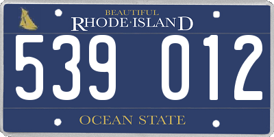 RI license plate 539012