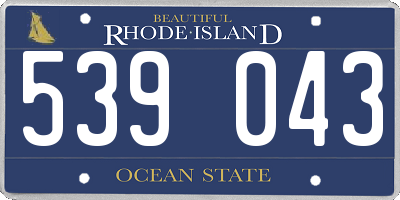 RI license plate 539043
