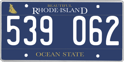 RI license plate 539062