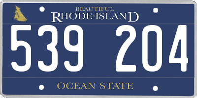 RI license plate 539204
