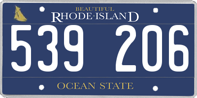 RI license plate 539206