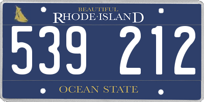 RI license plate 539212