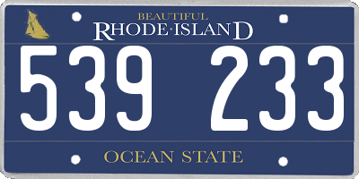 RI license plate 539233