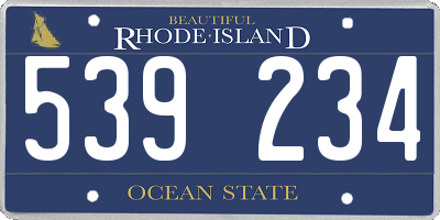 RI license plate 539234