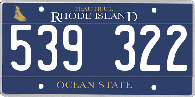RI license plate 539322