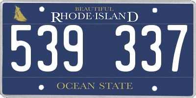 RI license plate 539337