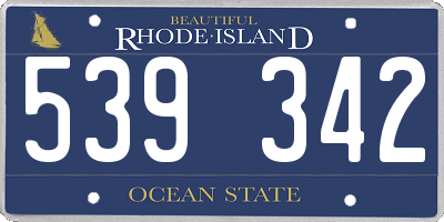 RI license plate 539342