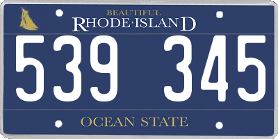 RI license plate 539345