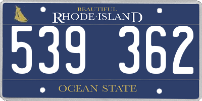 RI license plate 539362