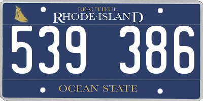 RI license plate 539386