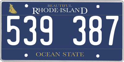 RI license plate 539387