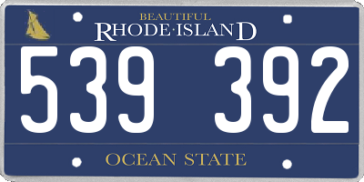 RI license plate 539392