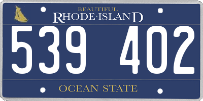 RI license plate 539402