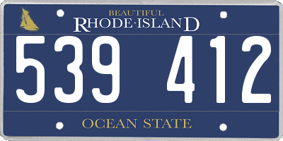 RI license plate 539412