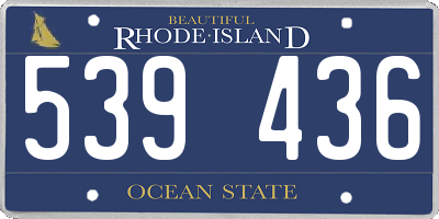 RI license plate 539436