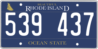 RI license plate 539437