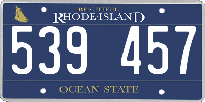 RI license plate 539457