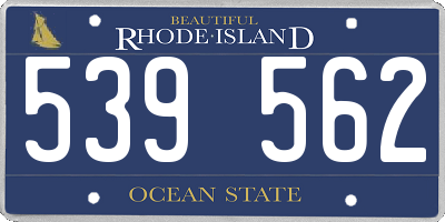 RI license plate 539562