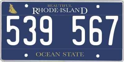 RI license plate 539567