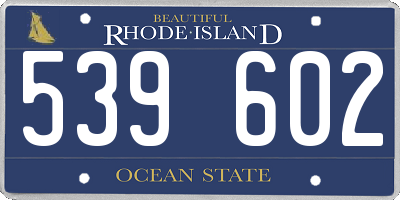 RI license plate 539602