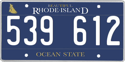 RI license plate 539612