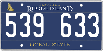 RI license plate 539633
