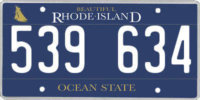 RI license plate 539634