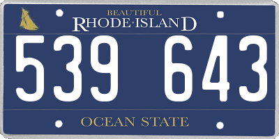 RI license plate 539643