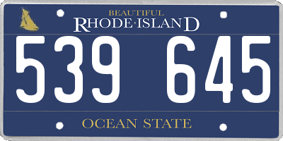 RI license plate 539645