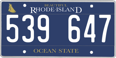 RI license plate 539647
