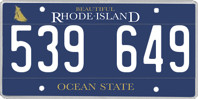 RI license plate 539649