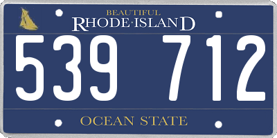 RI license plate 539712