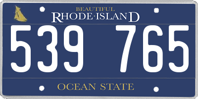 RI license plate 539765